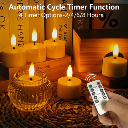 Ntewidbroansa Flameless Rechargeable Tea Lights with Remote Timer - LED Electric Candles Realistic Flickering for Valentines Decor, Wedding Table, Home Decoration 12-Pack (Φ 1-1/2''×H 2'')