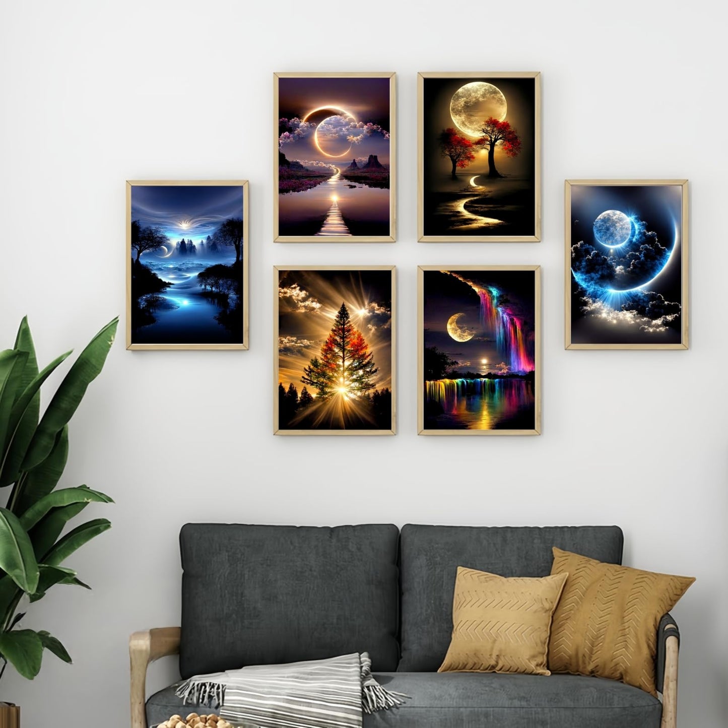 6 Pack Diamond Art Kits for Adults,Landscape 5D Diamond Painting for Adult Beginners,DIY Full Drill Round Gem Painting Dot Art Sets,Home Wall Decor 9.8x13.8 Inch