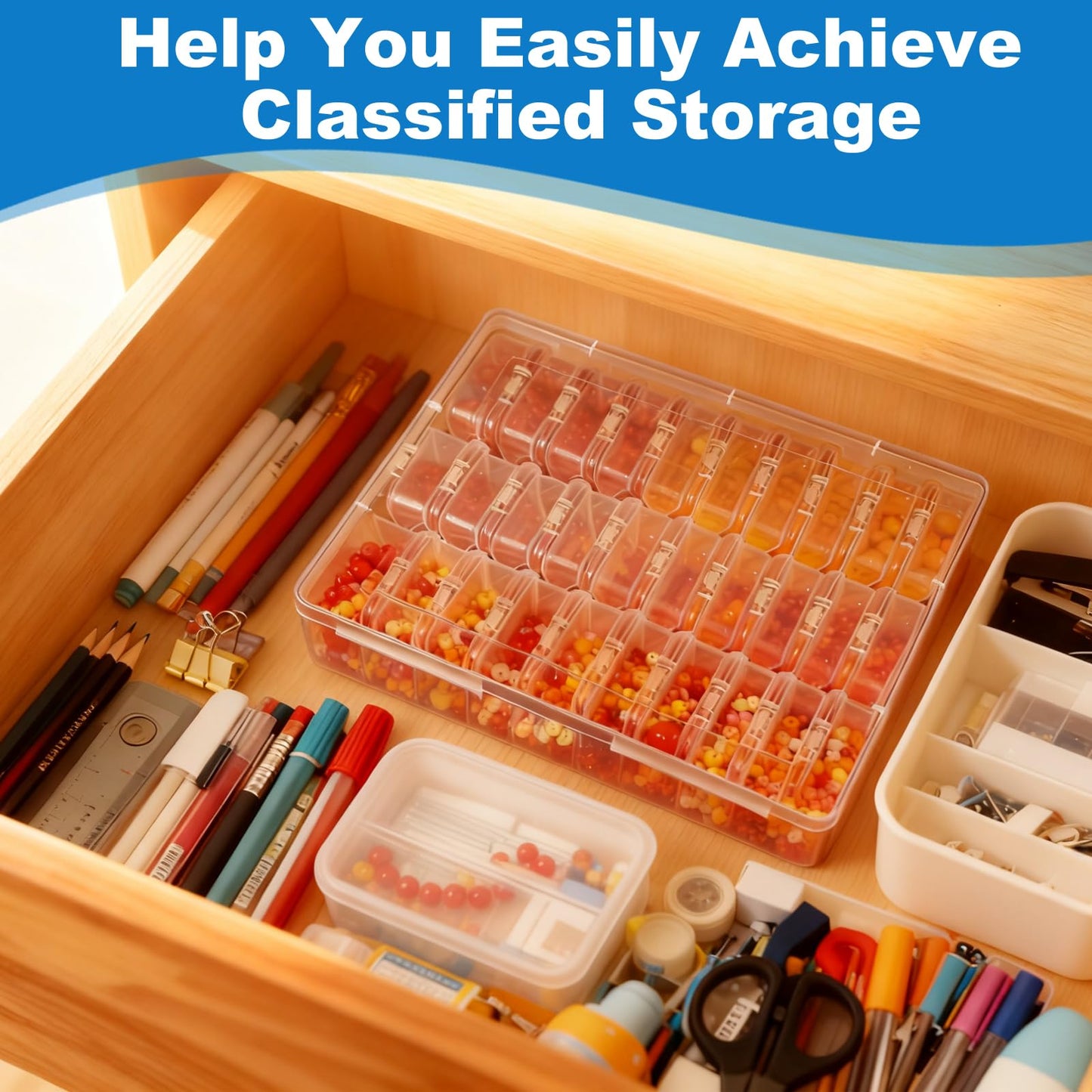 Btnoro Bead Organizer Box, 60 Pcs Small Clear Plastic Storage Containers with Hinged Lid, Mini Craft Boxes for Beads, Jewelry Making, Diamond Painting, Nail Art, Screws and Small Parts Organization