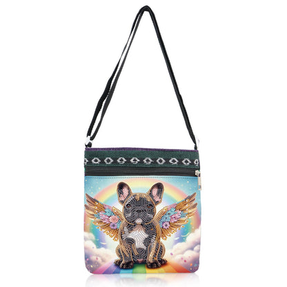 5D DIY Diamond Painting Shoulder Bag, Special Shaped Diamond Art Bag Kit, Partial Drill Craft Handbag, Crossbody Purse with Adjustable Strap, DIY Crystal Rhinestone Art Gift, Dog Angel