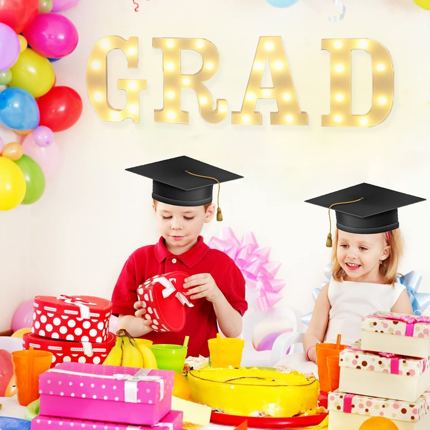Graduation Decorations 2026 - 4PC Large Light Up Letters GRAD Sign, LED Marquee Letters for Class of 2026 Party Supplies,Kindergarten High School College Senior Decor, Table Wall Centerpiece Backdrop Props
