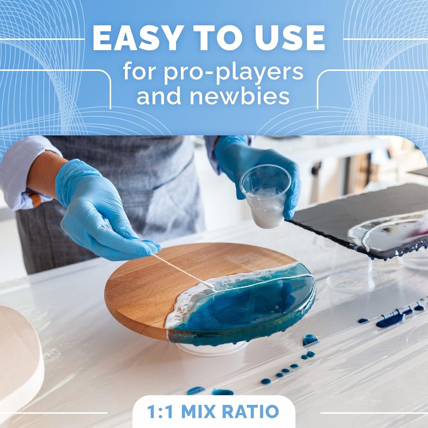 CRAFT RESIN 34OZ Crystal Clear Epoxy Resin Kit - Food Safe & UV Resistant for DIY Art, Wood, Jewelry Making, Coasters, Molds Casting Resin Epoxy - Low Viscosity, Self Leveling for Beginners & Pros