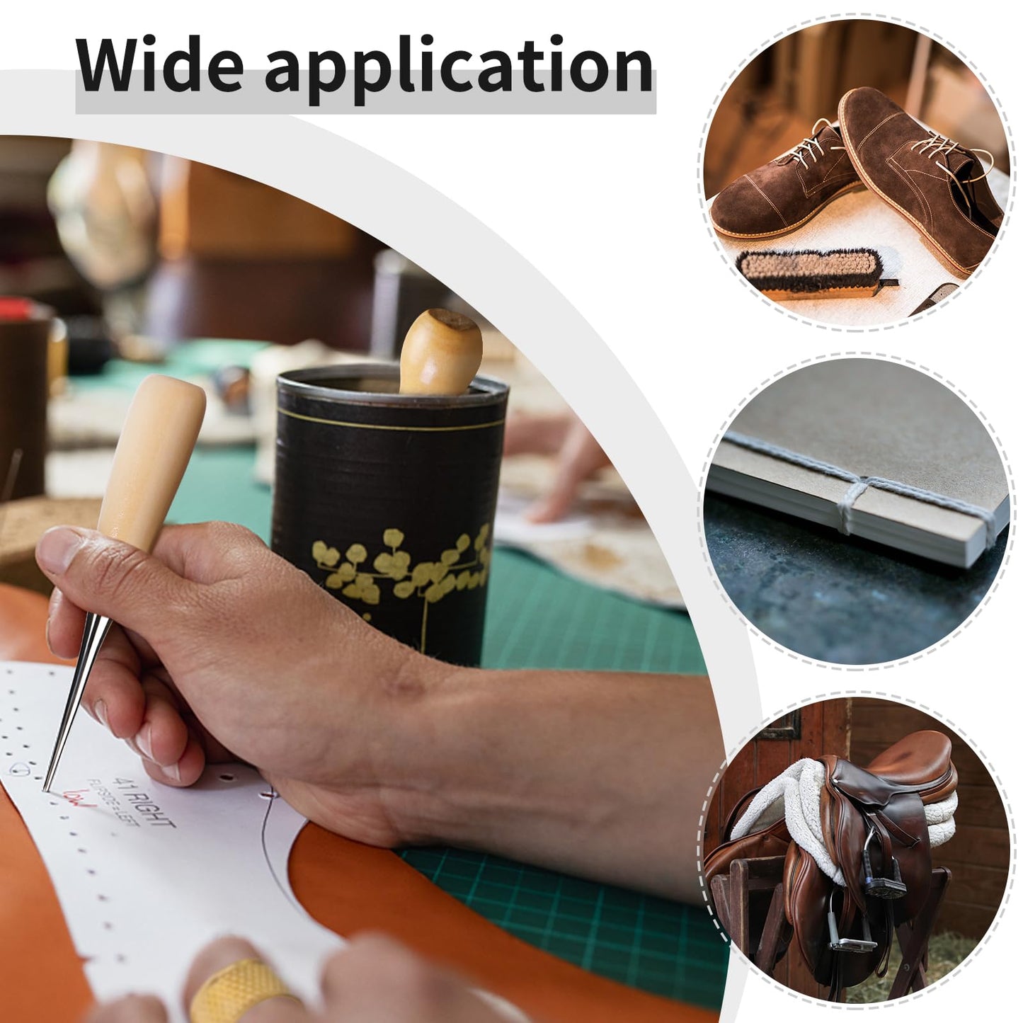 MORFEN Leather Sewing Kit, Leather Stitching Kit with Sewing Awl, Needles, Waxed Thread, Upholstery Repair Kit, Heavy Duty Sewing Tools for Hand Stitching Car Seats, Sofa, Carpets, Shoes, DIY Craft