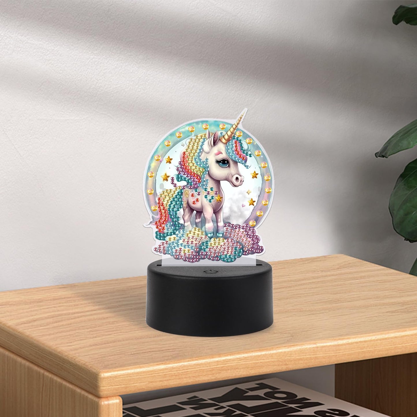 JISHSHAY Diamond Painting Night Light Diamond Art Table Lamps Gem Art LED Lights Gem Painting Desk Lamp Mosaic Kits for Adults DIY Kits for Adults Paint by Numbers,with Special Shaped Crystal,Unicorn