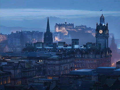KAYEIUU Scotland Edinburgh City Landscape Prints Funny Diamond Painting Kits for Adults Round Art Painting Kit Crafts Home Wall Decor 12x16 inch