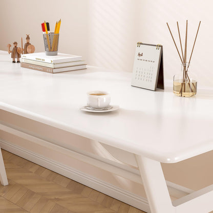 OSCHF Solid Wood Study Desk - 78.8" Double Long Computer Table for Home Office, 2-Person PC Workstation, White