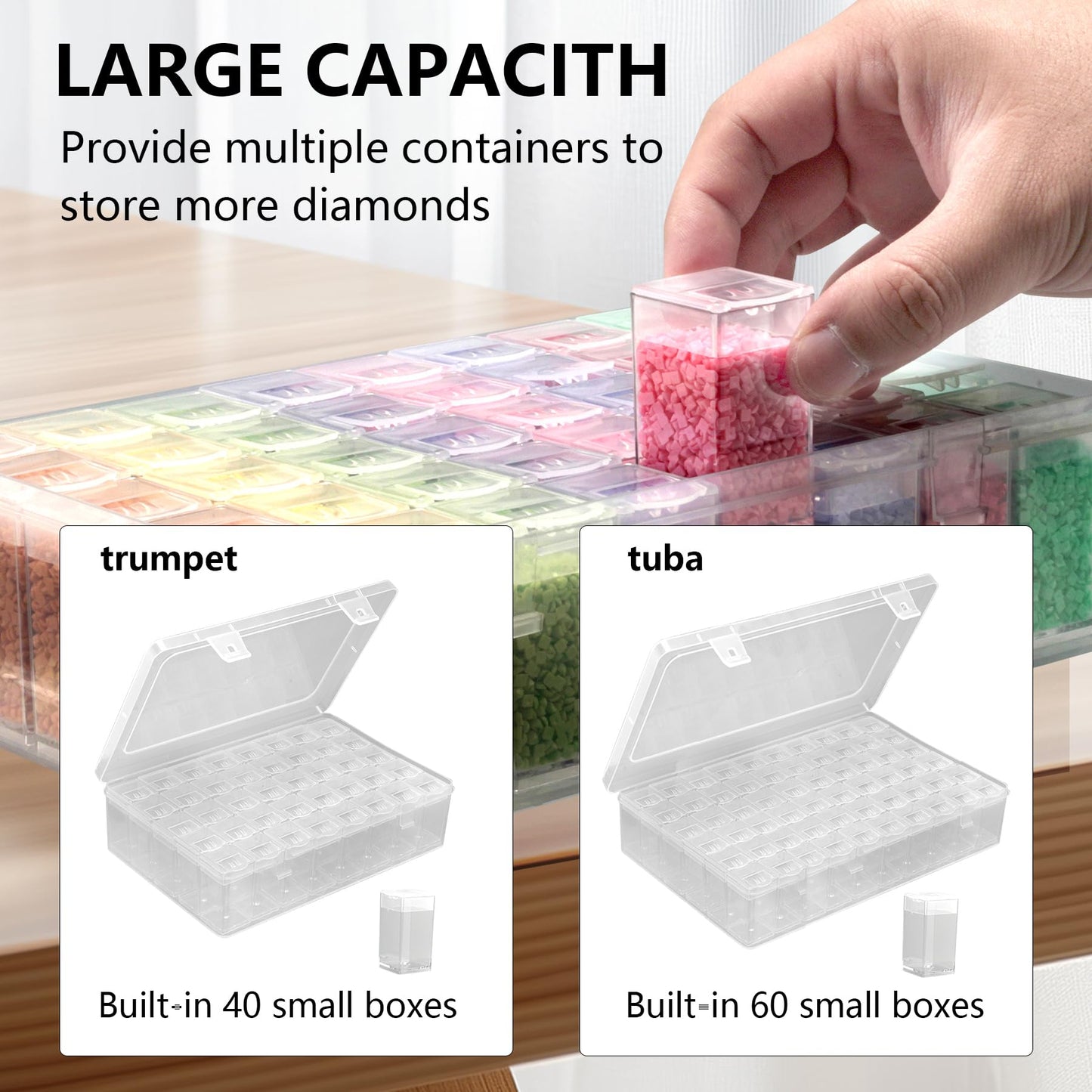 Diamond Painting Storage Containers with Lids - 40PCS Portable Transparent Plastic Set - Perfect for Diamond Art Storage, Diamond Art Supplies, Diamond Art Accessories & Diamond Art Kits for Beginners