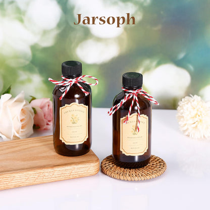 Jarsoph 4oz Amber Glass Bottles 8 PCS - Brown Boston Round Glass Bottles for Homemade Vanilla Extract, Essential Oils, Herbal Medicine, DIY Crafting - UV Protective 8 Pack Bottles for Syrup, Sauce