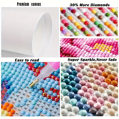 BYGFHLYW Diamond Art Painting Kits for Adults, Sea of Flowers 5D Diamond Painting Dots Art Kits for Adults Beginner, Flowers DIY Full Round Gem Crystal Art Paint by Diamond, Home Wall Decor 12x 16 in
