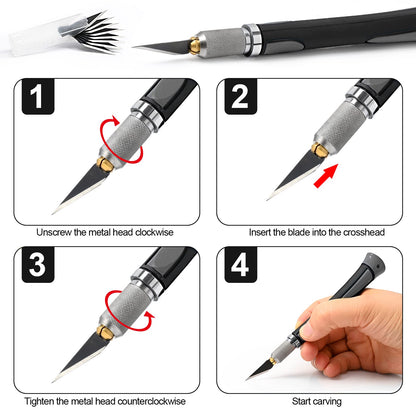EHDIS Precision Hobby Knife Set Utility Craft Knife Kit with 10PCS Blades for Art, Working-Stencil, Scoring, Scrapbooking, Architecture Modeling, Crafting-Grey
