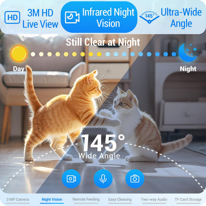 Frienhund Automatic Cat Feeder with 2K Camera: 5G WiFi Automatic Dog Feeder with Night Vision, Auto Cat Food Dispenser with 7L Large Pet Food Storage for Multiple Pet,Detachable for Easy Clean -29 Cup