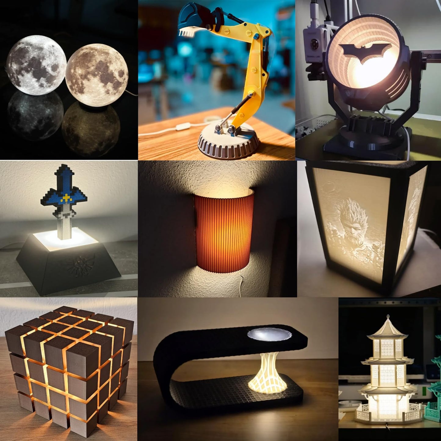 Cxydm led lamp kit 001 Compatible with Bambu Lap H2D/A1/A1mini/P1S/P1P/X1C Light kit, Three Colors with Power-Off Color Memory, Makerworld‘s 3D Printed DIY Light Models, 5V USB Powered, 2Pack+Charger