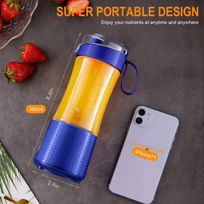 Portable Blender, Vaeqozva USB Rechargeable Smoothie Cup with Straws, Mini Mixer for Home, Sport, Office, Camping -
