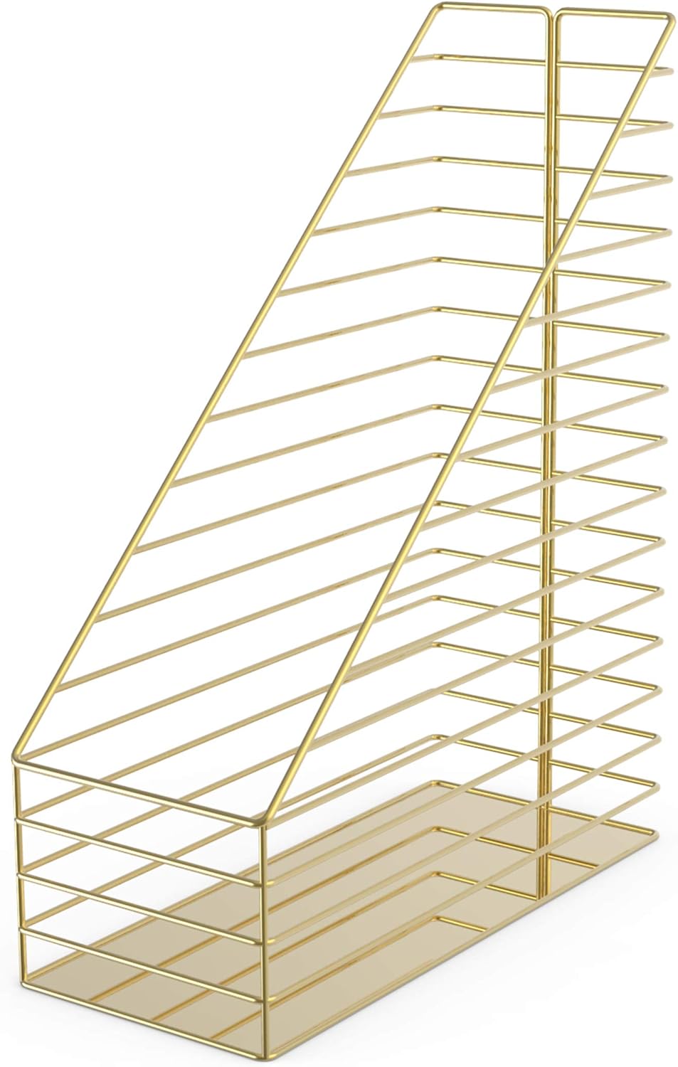 U Brands Gold Metal Magazine Holder, Desktop Accessory from the Vena Collection for Organizing Papers and Magazines