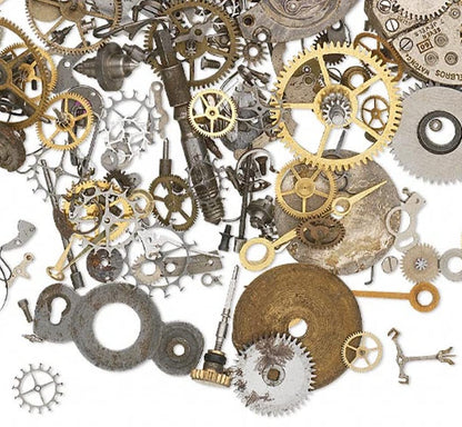 Steampunk Watch Parts and Pieces - 1 oz - 250 Plus Pieces of Tiny Vintage Gears, Wheels, Hands, Crowns, Cogs and Stems for Jewelry and Crafts (1 oz - 250+ Pieces)