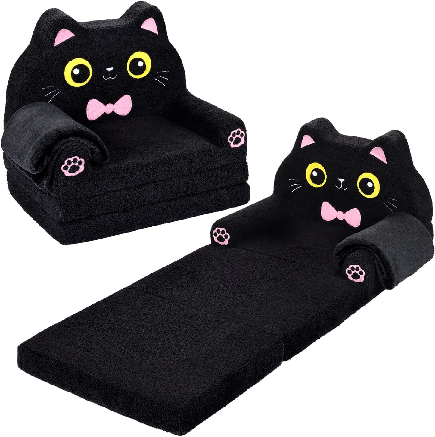Foryoomi 2-in-1 Kids Couch, Soft Toddler Couch Fold Out with Blanket, Chair Comfy, Foldable Convertible Plush Sofa