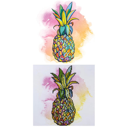 DIAMOND ART BY LEISURE ARTS Pineapple, 12"X12", Intermediate Diamond Painting Kits for Adults, Art for Adults, Kit, Painting