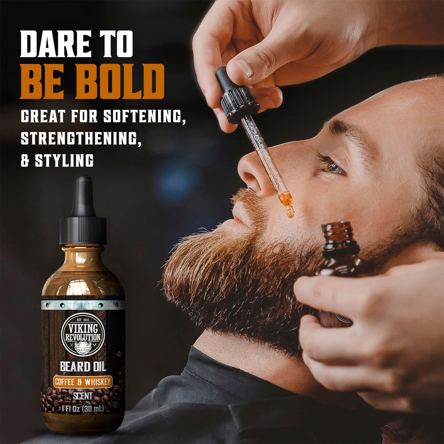 Viking Revolution Sandalwood Beard Oil for Men - Natural Mens Beard Oil with Argan Oil and Jojoba Oil - Beard Softener, Strengthens and Moisturizes - Beard Conditioner for Men (Sandalwood, 1 Pack)