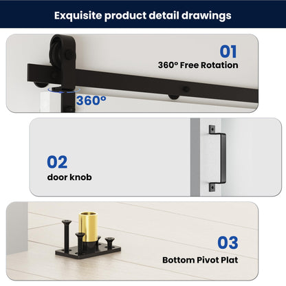 Bifold Barn Door 24" x 84", MDF Bi-Fold Sliding Closet Doors with Hardware Kit Included, Pre-Finished Easy Assembly, Water-Proof PVC Surface & Save Space, H-Frame, 28" Track for 2 Doors,White