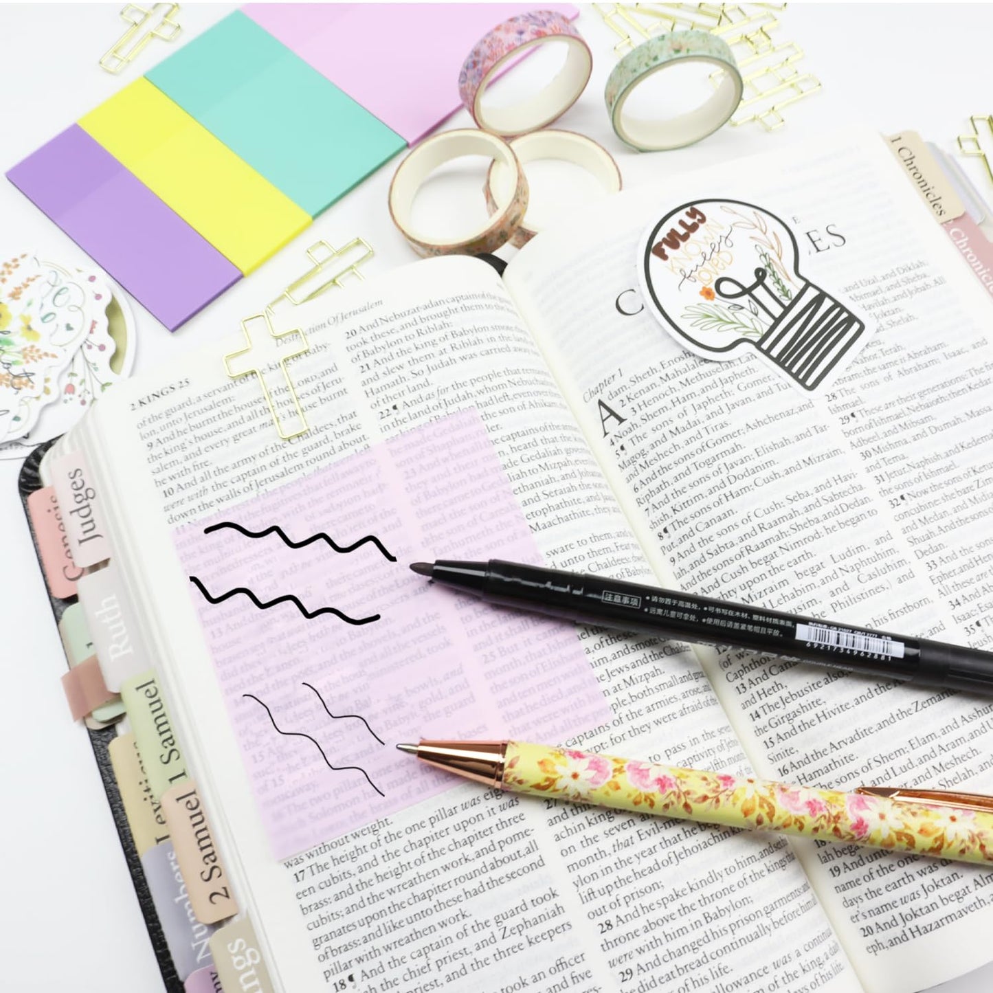 PartyGalore Bible Study Supplies Journaling Kit with Tabs and Notebooks, Bibles Highlighters and Pens No Bleed, Bible Study Kit for Women Students Beginner Christian Gifts