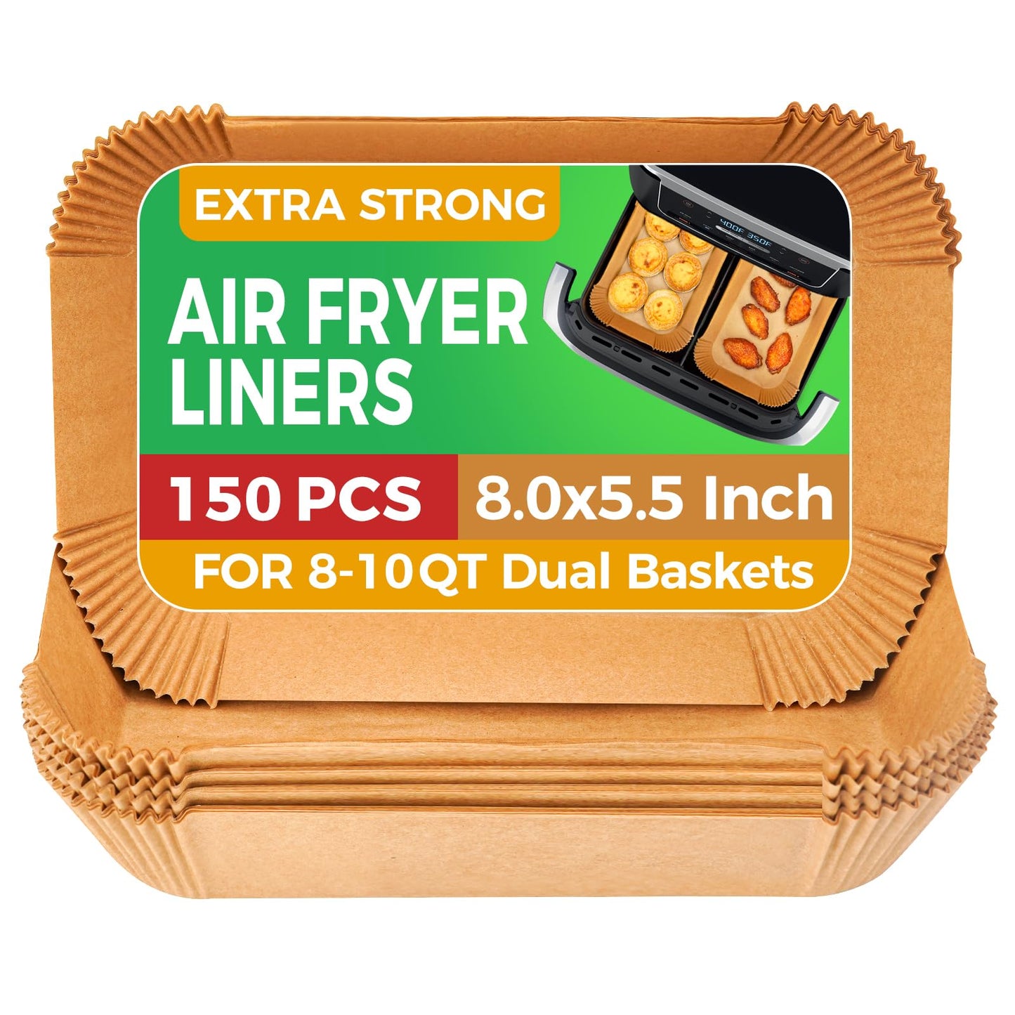 Air Fryer Disposable Paper Liners - 150Pcs 8In Square Parchment Paper Non-Stick Airfryer Basket Liners for Steamer Microwave Oven, Deep Fryer Parts & Accessories
