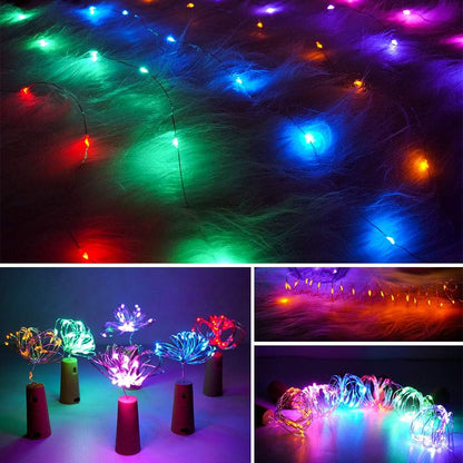 SunKite Wine Bottle String Lights with Cork, 18 Pack, 20 LED 2M Mini Silver Copper Wire Fairy Lights for DIY Decor