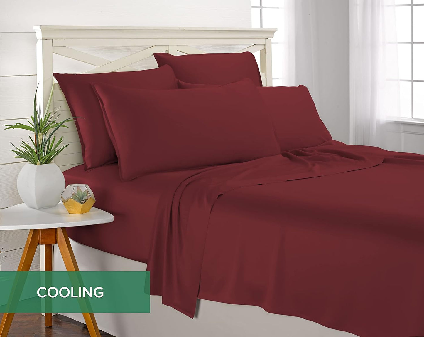 Pure Bamboo Full Bed Sheet Set - 100% Organic Viscose, Luxuriously Soft & Cooling | Merlot Color, 2-Year Quality Promise