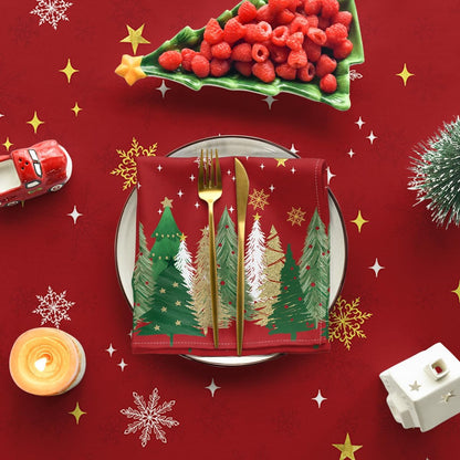 60140 Inch Horaldaily Christmas Tablecloth Rectangular, Christmas Trees Red Washable Table Cover for Party Picnic