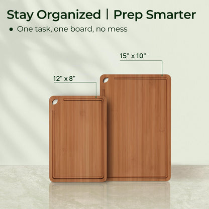 Bamboo Cutting Board, Durable Wood Cutting Boards for Kitchen with Deep Juice Grooves & Built-in Handles, Ideal Charcuterie & Chopping for Meat, Vegetables and Fruits Ideal Kitchen Gifts