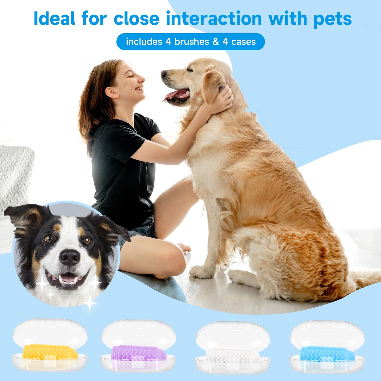 babove Dog Toothbrush,4-Pack Dog Tooth Brushing Kit,pet Toothbrush, Dog Finger Toothbrush for Dogs,Dog Teeth Cleaning,Combine with Dog Toothpaste for More Thorough Cleaning