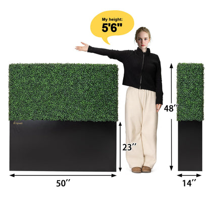 Artigwall Artificial Hedge Wall, Boxwood Grass Panels with Planter, Fake Greenery Divider Fence for Outdoor Patio,50Lx48Hx14D