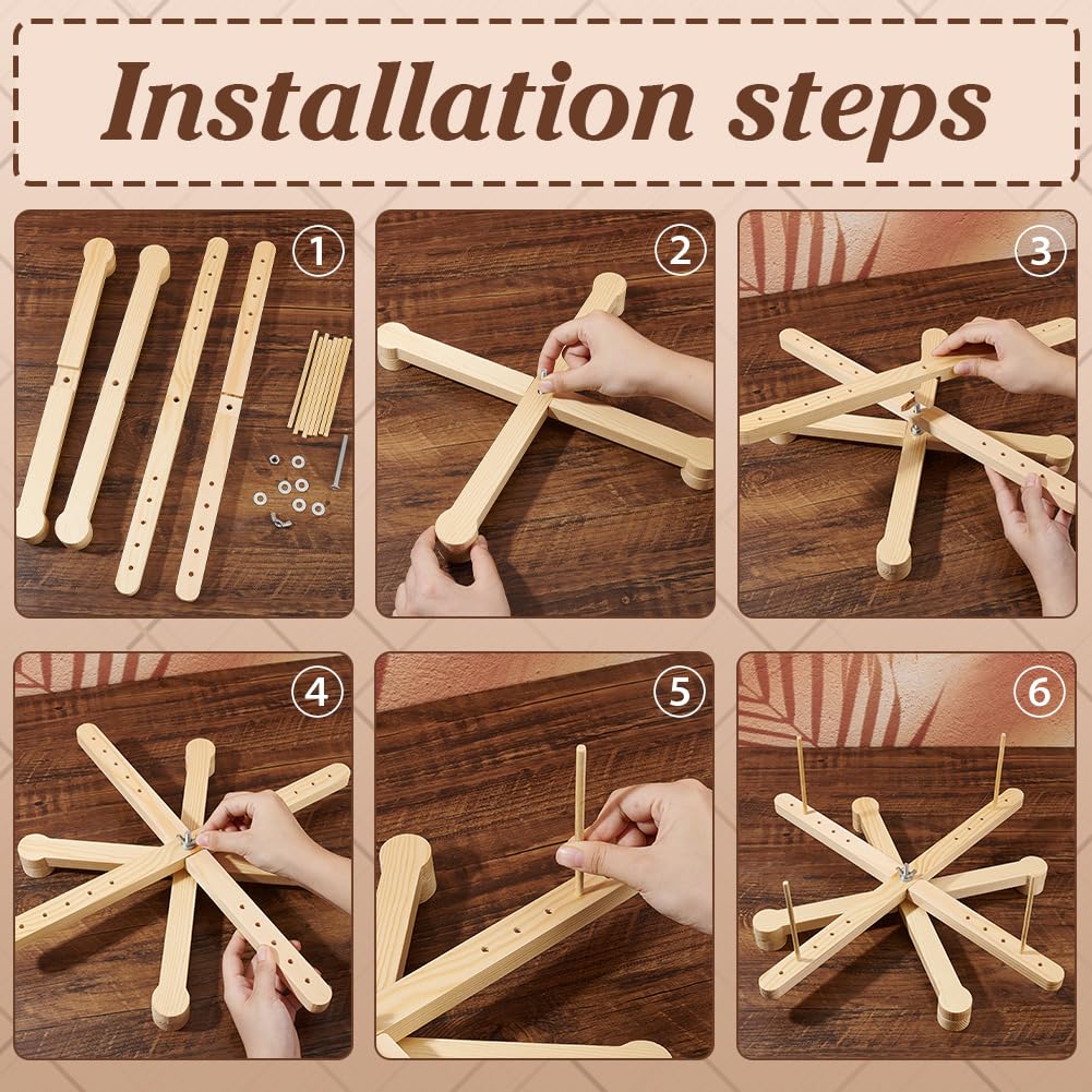 BENECREAT Amish Style Yarn Swift Winder, Portable Wooden Yarn Swift, Desktop Standing Needlecraft Yarn Finishing Tool with Flat Cross Base for Wool, Yarn and Embroidery Thread