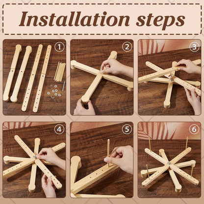 BENECREAT Amish Style Yarn Swift Winder, Portable Wooden Yarn Swift, Desktop Standing Needlecraft Yarn Finishing Tool with Flat Cross Base for Wool, Yarn and Embroidery Thread