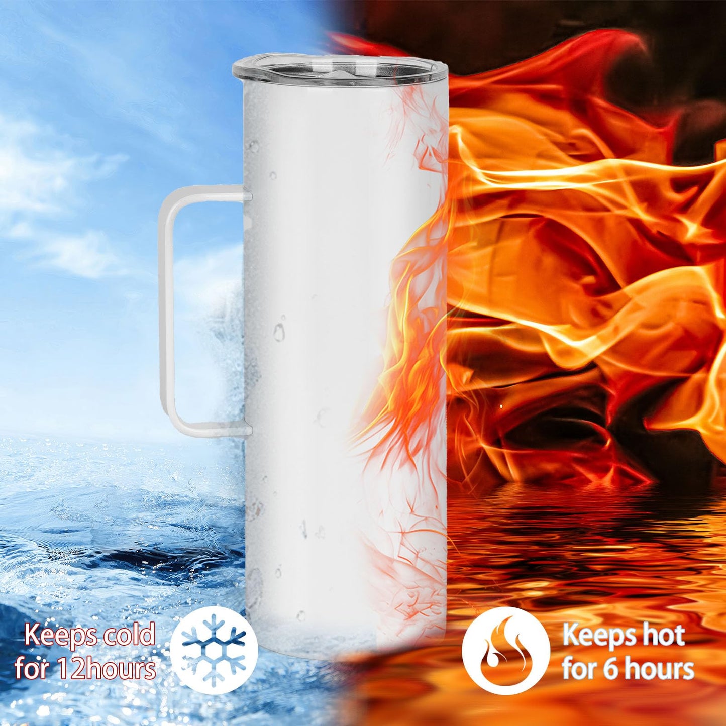 Lilsofee 4 Pack 20 oz Sublimation Blank Tumbler with Handle and Straw Stainless Steel Double Vacuum Insulation Skinny Mug Heat Press Transfer Printing DIY Cups