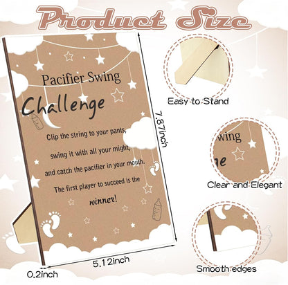 12 Sets 1 12 Geelin Swing Pacifier Baby Shower Games Funny Gender Reveal Games, Include Wooden Sign and Plastic