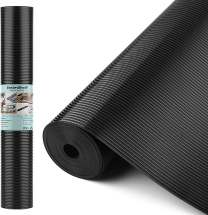 Black Shelf Liners for Kitchen Cabinets - Non-Adhesive Waterproof Washable Drawer Mat Liner for Bathroom and Pantry