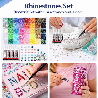 Badazzle Kit 40 Colors 35000PCS Bedazzled Kits Resin Jelly Flatback Rhinestones, Book Bedazzling Kit Bazzling Kits Small Gems with Tools Bedazzle Gems for Bedazzling Crafts & DIY Projects for Adults