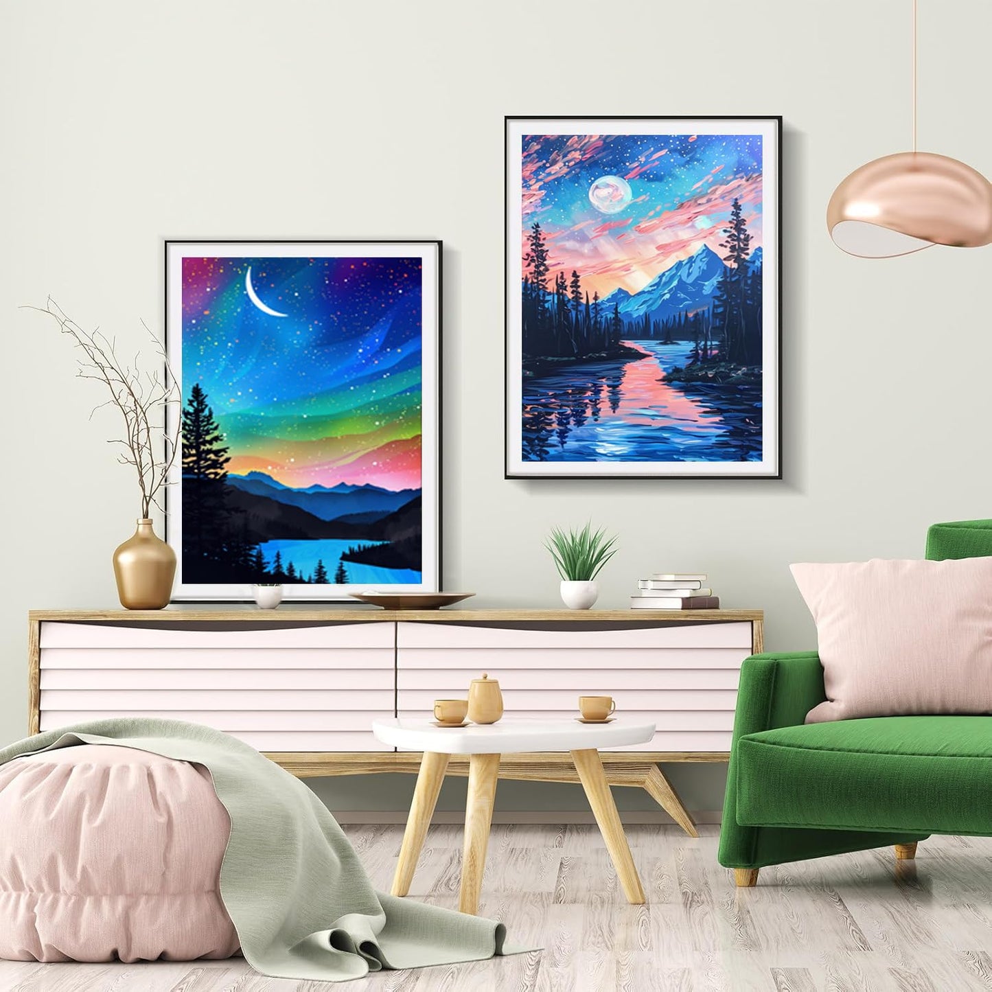 EWJRNSF 5D Diamond Painting Kits for Adults Beginners, Diamond Arts Kits Diamond Art Sets,Gem Painting Arts & Crafts Home Wall Decoration 11.8x15.7 Inches 2 Pack Moonlight