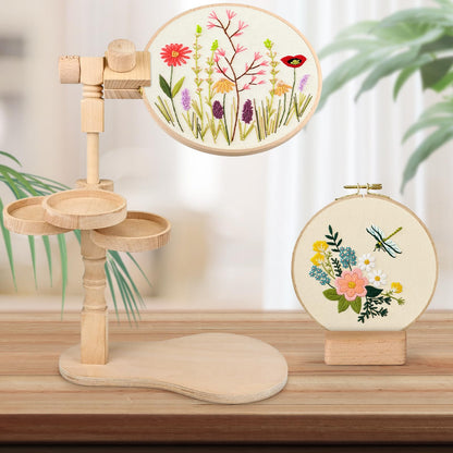 embhand Embroidery Hoop Stand Adjustable - Rotated Embroidery Frame Stand with 6'' 8'' Embroidery Hoops and 3pcs Bowls for Needlework Supplies, Embroidery Hoop Holder, Embroidery Stands for Hand Work