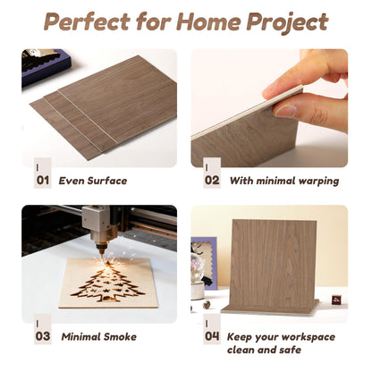 6 Pack Walnut Wood Sheets, 12 x 12 x 1/8 Inch Basswood + Walnut + Birch, Wood for Laser Cutting and Engraving, 3mm Plywood for Laser Cutting, Wood for Crafts, Laser Engraving Blanks, Unfinished Wood