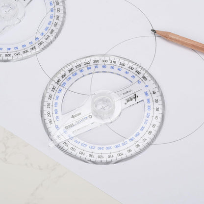 360° Protractor Set (20-Pack) – Clear Plastic Math Protractors for Geometry, Drafting & Angle Measurement – 4-Inch Swing Arm Protractor Ruler for Students, Engineers & Artists