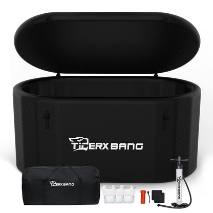 TIGERXBANG Ice Bath Tub,Inflatable Cold Plunge Tub, Water Chiller Compatible, 237.8Gallon Portable Ice Plunge Tub for Athletes, Adult Ice Bath Enthusiasts (Classic Black-Pro)