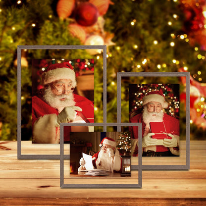 Egofine 5x7 Floating Frames Set of 2, Double Plexiglass Picture Frame, Made of Solid Wood Display Any Size Photo up to 5x7, Wall Mount or Tabletop Standing, Brown