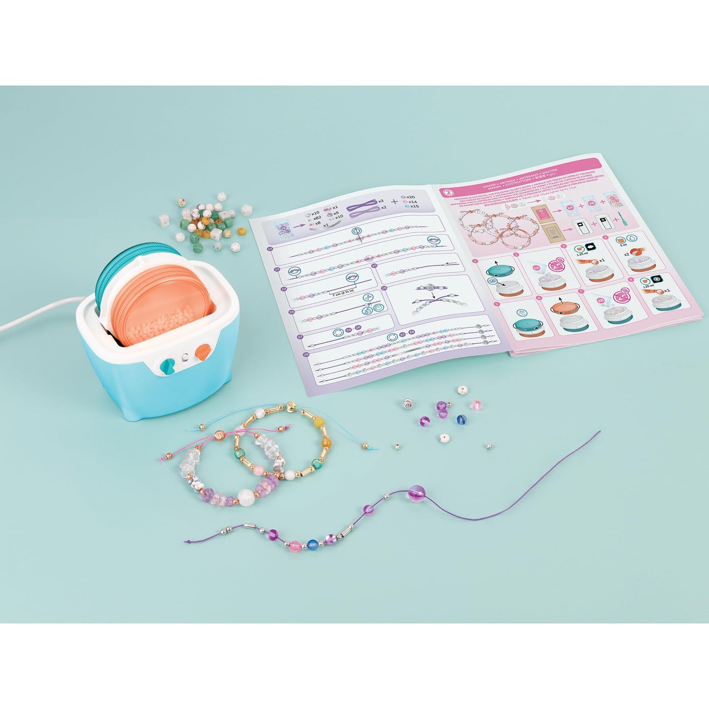 Make It Real: Rock Tumbler & Polish-Shine Bead Tumbler – 327pc Jewelry Craft Kit, Natural Stone Polishing Machine, Create 8 Bead Bracelets, Tweens-Girls-Kids 8+