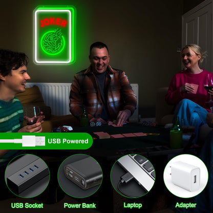 Mahjong Neon Sign for Wall Decor - Game Neon Acrylic USB Powered LED Wall Art Decor, Light Up Sign Dimmable, for Man Cave Bar Club Mahjong Party Casino Room 14.02" x 10.12"