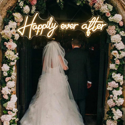 Happily Ever After Neon Sign - Warm White LED Neon Light for Wedding Backdrop - Large 40 x11.8 In Split Light Up Sign for Wall Decor, Dimmable Aesthetic LED Sign for Engagement Party & Reception Decorations