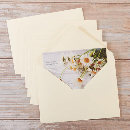 100 Pieces A7 Envelopes 5x7 Cream Color, 5.24 x 7.24 Inches