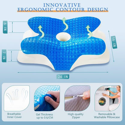 EUCIOR Cooling Gel Pillows for Neck and Shoulder,Cervical Pillow Cozy Sleeping,Odorless Ergonomic Contour Memory Foam Pillows for Side Back Stomach Sleepers with Pillowcase (Grey)