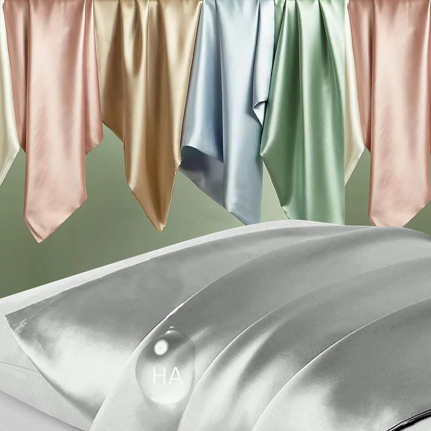 Skiennix Silk Pillowcases - 2 Pack Standard Size | Smooth, Anti-Acne Natural Silk in Silver Grey