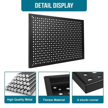 Daanxw 4 Pack Heavy Duty Steel Pegboard Garage Organization Panels,Universal 1/8 and 1/4 Pegboard Accessories,Suitable for Tool Storage,Garage Storage etc. (Black, 16X10.5)